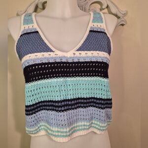 Cute Knit Vest Office School College Casual Cloth By Design Blue Green White